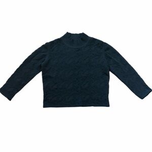 Alexander Wang Textured Crop Top Sweater Small Black Mock Neck Designer